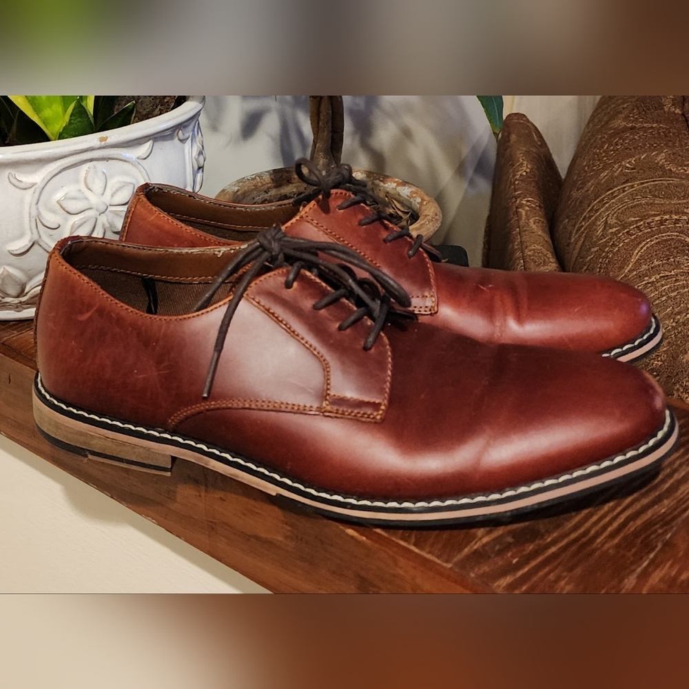 Express Men's Dress Brown Leather Oxford Derby lace up Shoes Size 10